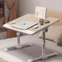 Imagem de Mesa notebook articulada sofa cama aluminio madeira ajustavel com gaveta pernas dobravel suporte tablet marfim