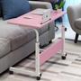 Imagem de Mesa notebook com rodinhas escrivaninha ajustável altura  rosa quarto menina
