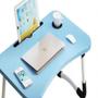 Imagem de Mesa notebook dobrável home office  multiuso com suporte e porta copo azul