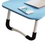 Imagem de Mesa notebook dobrável home office  multiuso com suporte e porta copo azul