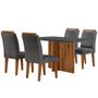 Imagem de Mesa Olímpia 120cm Mdf Vidro Canto Copo Com 4 Cadeiras