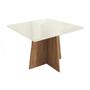 Imagem de Mesa p/ Cozinha Lótus c/ Tampo Madeirado c/ Vidro 105x105m Freijó/Off White - Kappesberg
