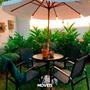 Imagem de Mesa Para Área Externa, Gourmet, Jardim Com Tampo Em Alumínio Ripado - Preto