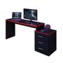 Imagem de Mesa para Computador com 3 Gavetas Vijay Preto Vrermelho