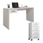 Imagem de Mesa para computador com Gaveta e Gaveteiro Gávea com Chave 4 Gavetas Branco Fosco - Móveis Leão