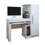 Imagem de Mesa para Computador Escrivaninha com Armário Office 1 Gaveta 130cm Branca Fosco