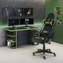 Imagem de Mesa para Computador / Gamer MX Verde com 5 Prateleiras e Gancho para HeadSet - MOOBX