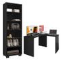 Imagem de Mesa para Computador Gávea com Extensora e Livreiro Office Preto Trama - Móveis Leão