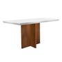 Imagem de Mesa para Cozinha Berlim + Tampo Madeirado Vidro Reto 120x80cm Imbuia/Off White - Rufato