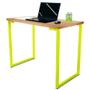 Imagem de Mesa para Escritório Escrivaninha Estilo Industrial Mdf 100cm Ny Amarela e Jade