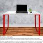 Imagem de Mesa para Escritório Escrivaninha Nova York Estilo Industrial Mdf 120cm Vermelho e Branco