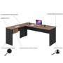 Imagem de Mesa Para Escritório Home Office em L Diretor W30 C01 180x160cm Nogal com Preto Onix - Lyam Decor