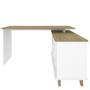 Imagem de Mesa Para Escritório Home Office Escrivaninha Gold A02 Branco Olmo 02 Gavetas  - Lyam Decor