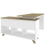 Imagem de Mesa Para Escritório Home Office Escrivaninha Gold A02 Branco Olmo 02 Gavetas  - Lyam Decor