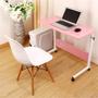 Imagem de Mesa para notebook escrivaninha rodinhas altura ajustavel jantar cama sala quarto home office rosa