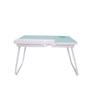 Imagem de Mesa para notebook sofa cama home office em madeira inclinavel com suporte para copo garrafa azul