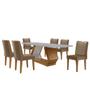 Imagem de Mesa para Sala de Jantar Alvorada 180cm MDF com Vidro Canto Copo e 6 Cadeiras Liz