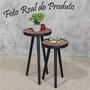 Imagem de Mesa Pé Palito Lateral Pequena Canto Apoio Sofá Redonda Decorativa Retro Rustico Kit Conjunto