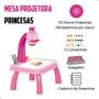 Imagem de Mesa Projetora Infantil Mesinha Atividades Brinquedo Menina 24 Desenhos Canetas Caderno