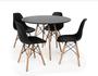 Imagem de Mesa Redonda 90cm Com 4 Cadeiras Eames Eiffel Pés De Madeira Moderna Jantar Cozinha Preta