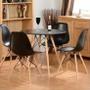 Imagem de Mesa Redonda 90cm Com 4 Cadeiras Eames Eiffel Pés De Madeira Moderna Jantar Cozinha Preta
