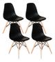 Imagem de Mesa Redonda 90cm Com 4 Cadeiras Eames Eiffel Pés De Madeira Preta