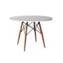 Imagem de Mesa Redonda de Jantar Eames Eiffel 90cm Branca Base Madeira Maciça