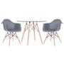 Imagem de Mesa redonda Eames com tampo de vidro 100 cm + 2 cadeiras Eiffel DAW