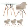 Imagem de Mesa redonda Eames com tampo de vidro 100 cm + 3 cadeiras Eiffel DAW