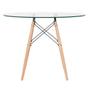 Imagem de Mesa redonda Eames com tampo de vidro 100 cm + 3 cadeiras Eiffel DSW