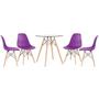Imagem de Mesa Redonda Eames Com Tampo De Vidro 70 Cm + 4 Cadeiras Eiffel Dsw Roxo