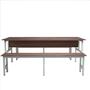 Imagem de Mesa Refeitório 8 Lugares com 2 Bancos Metal Wood Design