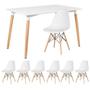 Imagem de Mesa Retangular 80 X 120 Cm Branco + 6 Cadeiras Branco
