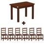Imagem de Mesa Retangular Com 6 Cadeiras Estofadas Madeira Maciça 160cm Castanho Marrom Mormont Shop Jm