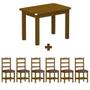 Imagem de Mesa Retangular Com 6 Cadeiras Estofadas Madeira Maciça 160cm Imbuia Marrom Mormont Shop Jm
