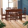 Imagem de Mesa Retangular Com 6 Cadeiras Madeira Maciça 160cm Castanho Mycerlla Shop Jm