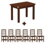 Imagem de Mesa Retangular Com 6 Cadeiras Madeira Maciça 160cm Castanho Mycerlla Shop Jm