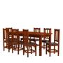 Imagem de Mesa Retangular Com 8 Cadeiras Estofadas Madeira Maciça 200 x 88 Castanho Solace Shop JM