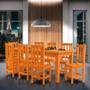 Imagem de Mesa Retangular Com 8 Cadeiras Madeira Maciça 200 x 88 Marrom Solace Shop JM