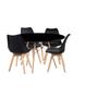 Imagem de Mesa Sala De Jantar 120cm Redonda Eiffel MDF Preto e 4 Cadeiras Leda Preta