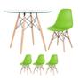 Imagem de Mesa Tampo De Vidro + 3 Cadeiras Eiffel Dsw Verde Claro
