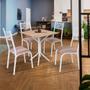 Imagem de Mesa Tubular Com 4 Cadeiras Em Aço Branco Carvalho Com Estofado Capuccino Kone Shop Jm