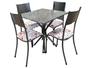 Imagem de Mesa Tubular Julia 4 cadeiras Prata Com Tampo Granito Ocre 0,70x0,70m Tubulares Vitoria