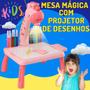 Imagem de Mesinha Girafa Com Projetor De Desenho Interativo Infantil Lousa Mágica Mesa Girafinha de Brinquedo para Desenhar Pintar de Criança Rosa