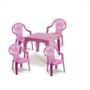 Imagem de Mesinha Infantil Rosa 46x38cm+4 Cadeira Poltroninha Kids