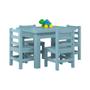Imagem de Mesinha Para Criança Infantil Retangular Com 4 Cadeiras Madeira Maciça Azul Nemargi