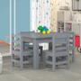 Imagem de Mesinha Para Criança Infantil Retangular Com 4 Cadeiras Madeira Maciça Cinza Nemargi