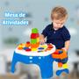 Imagem de Mesinha Play Time Com Atividades Didática Infantil Azul Mesa Pedagógica Para Bebê Brinquedos Cotiplás
