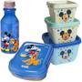 Imagem de Mickey Kit Infantil Porta Lanche Escola 5 Itens Plasutil