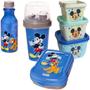 Imagem de Mickey Kit Infantil Porta Lanche Escola 6 Itens Plasutil